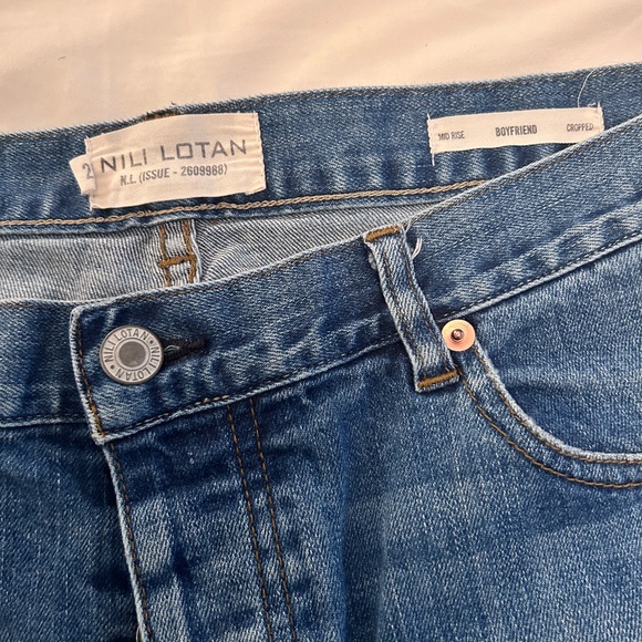 NILI LOTAN x SHOPBOP Mid Rise Boyfriend cropped jeans raw hem size 29 - Picture 4 of 7